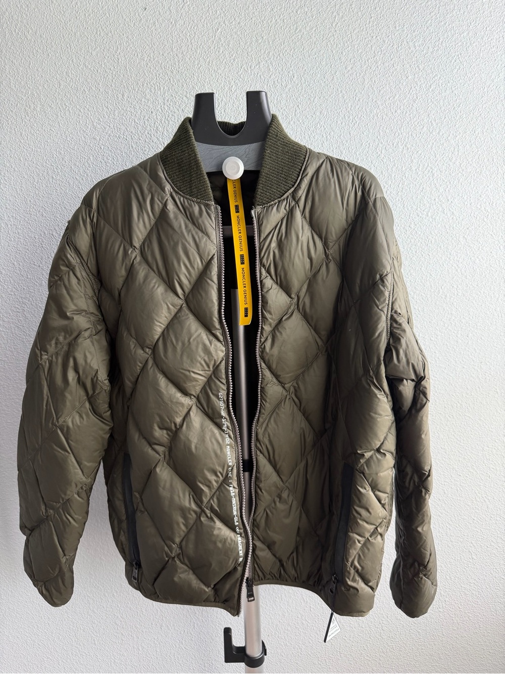 Moncler Olive Green Quilted Bomber Jacket